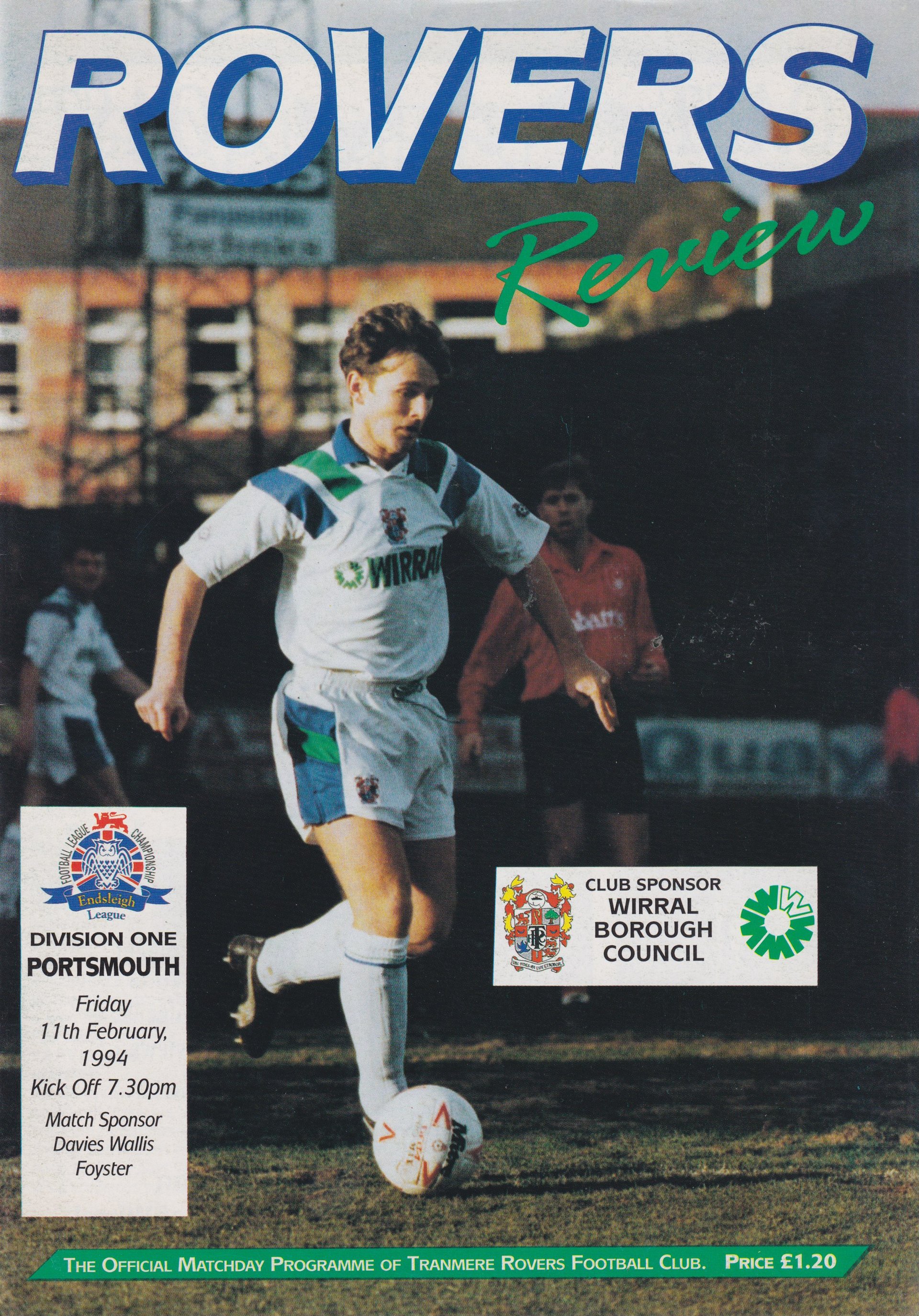 Tranmere Rovers v Portsmouth match programme